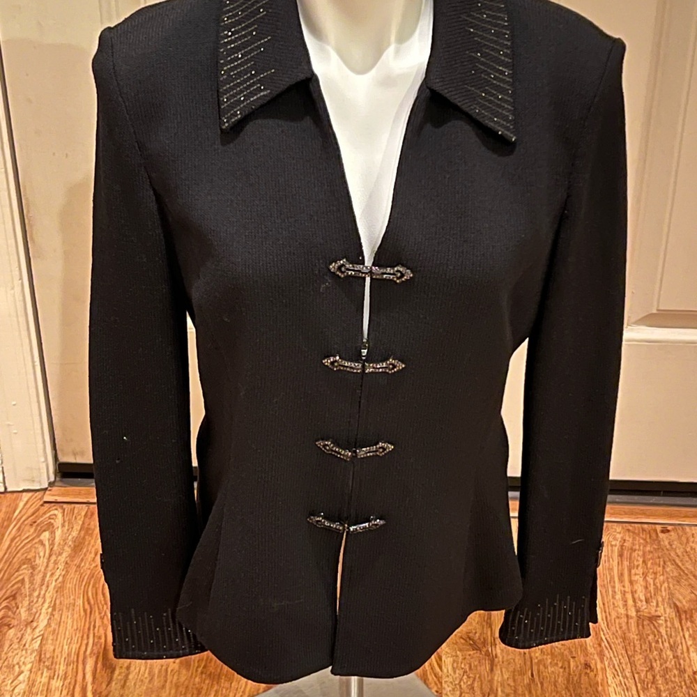 St. John Black Blazer with Silver Accents